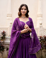 Thumbnail for Evanik Women Pure Chanderi Plain With Zari Weaving Work Border Stitched Lehenga With Unstitched Blouse Dupatta(Up to 42)