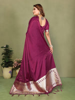 Thumbnail for Anaita Purple Zari Weaving Work Satin Silk Saree With Blouse - Distacart