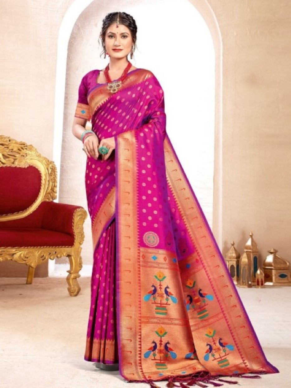 Anaita Purple Banarasi Saree With Blouse Piece - Distacart