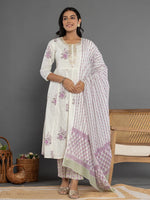 Thumbnail for Yufta Purple Gota_Patti Cotton Anarkali Kurta Dupatta Pant Set