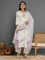 Thumbnail for Yufta Purple Gota_Patti Cotton Anarkali Kurta Dupatta Pant Set