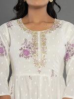Thumbnail for Yufta Purple Gota_Patti Cotton Anarkali Kurta Dupatta Pant Set