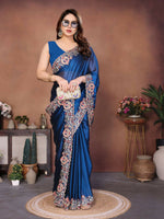 Thumbnail for Teeya Creation New Trendy Party Wear Soft Silk Saree-Blue - Dista