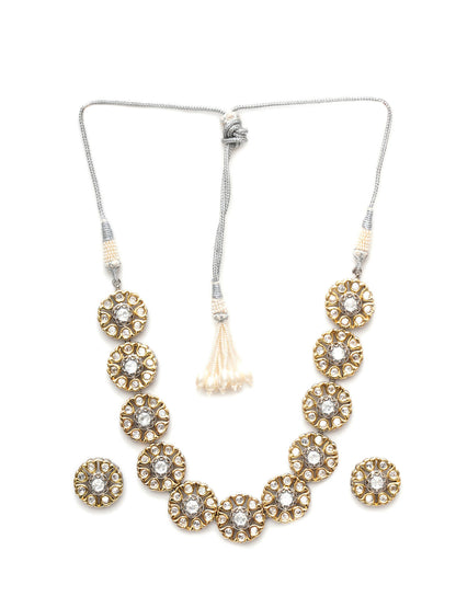 Kundan Choker with Studs Jewellery Set (silver) - Ruby Raang - Distacart
