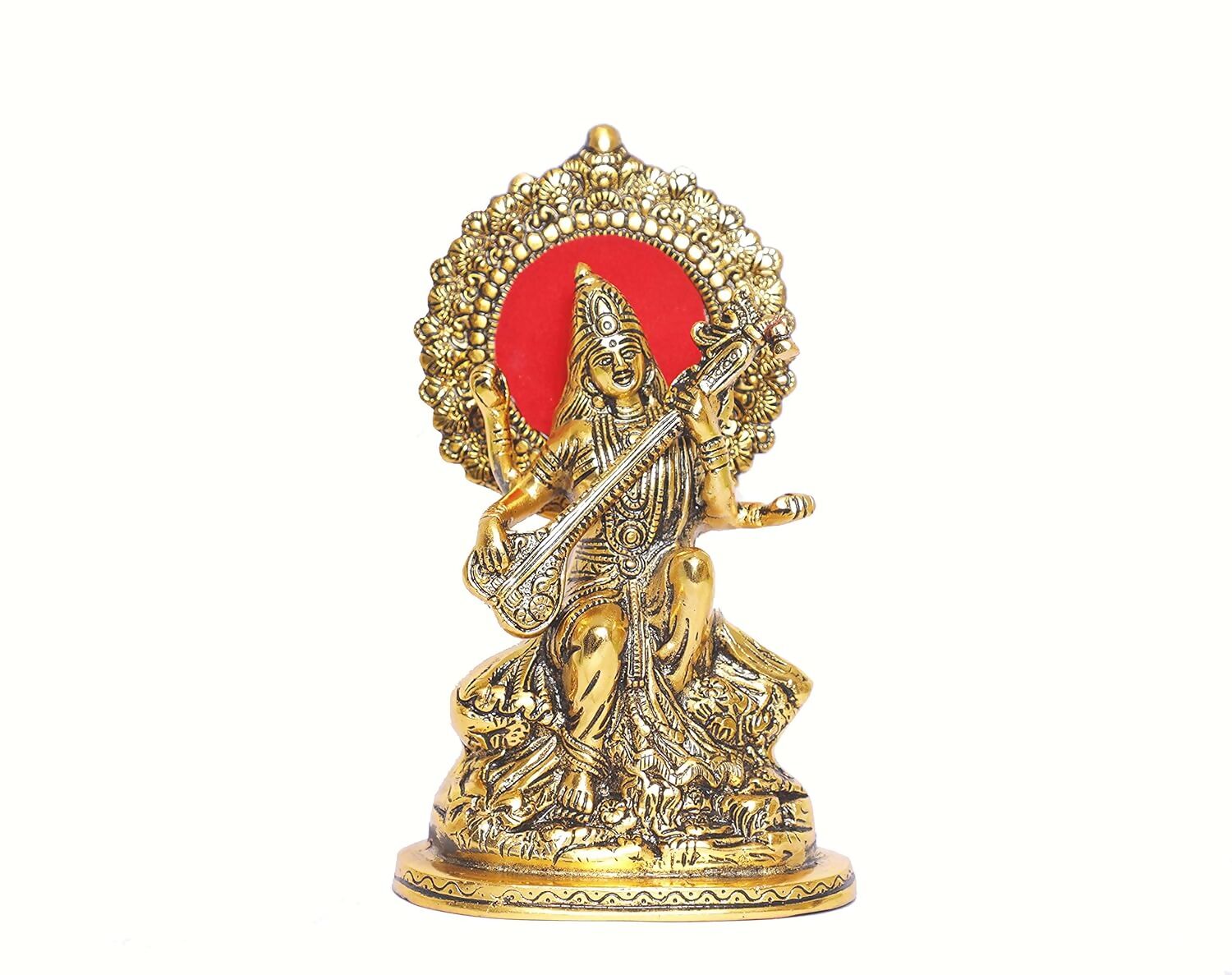 KridayKraft Gold Plated Maa Saraswati Metal Statue - Distacart