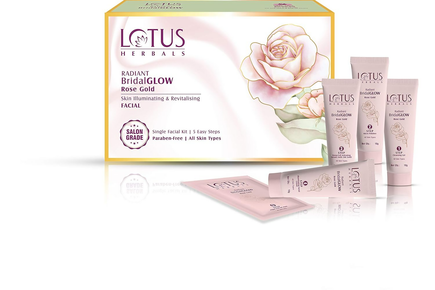 Lotus Herbals Radiant BridalGLOW Rose Gold Skin Illuminating Facial Kit - Distacart