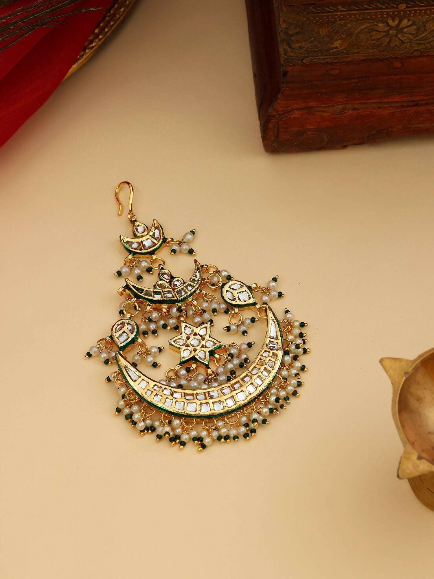 Ruby Raang 22k Gold Polished Kundan Passa