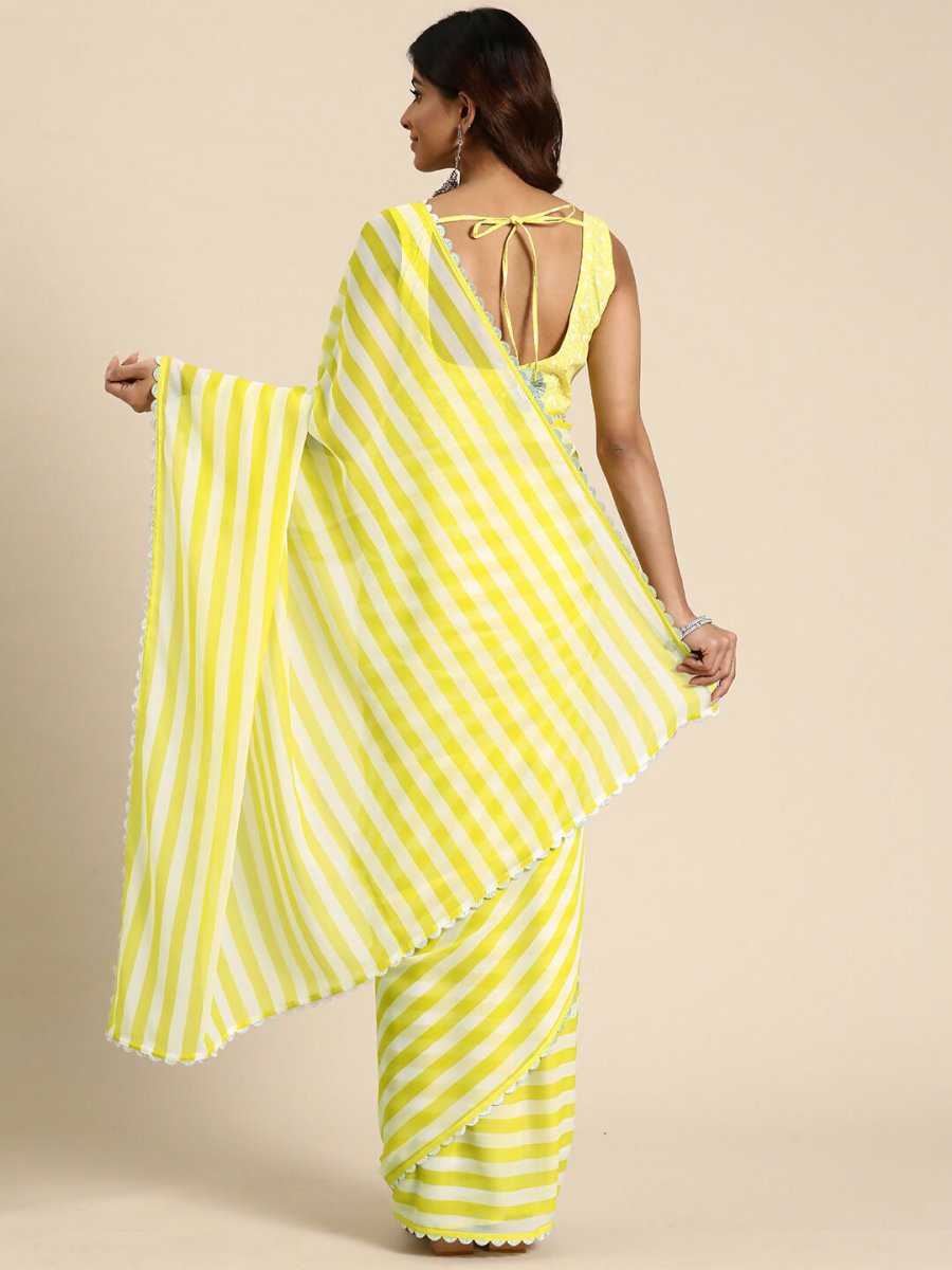 Ahalyaa Women's Traditional Semi Stitch Saree - Yellow - Distacart