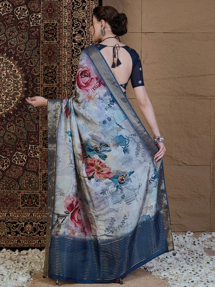 Anouk Floral Zari Silk Blend Sungudi Saree - Distacart