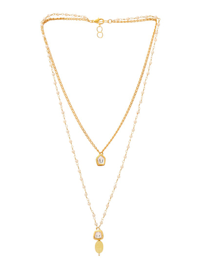 Ruby Raang Double Layered Yellow Onyx and Kundan Necklace - Distacart