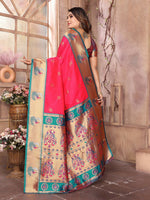 Thumbnail for Joban Fashion Paithani Hot Pink Woven Soft Silk Saree