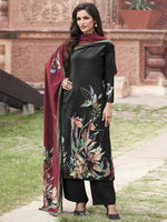 Thumbnail for Aastha Fashion Women's Black Velvet Floral Digital Printed Kurta with Trouser & Dupatta - Distacart