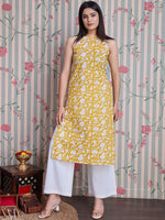 Thumbnail for Ode by House of Pataudi Floral Printed Pure Cotton Straight Kurta with Palazzos - Distacart