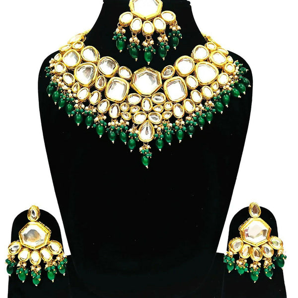 Joban Fashion Hand Made High Quality Gold Plated Base Metal Alloy Kundan Stone Studded Kundan Jewellery Set - Distacart