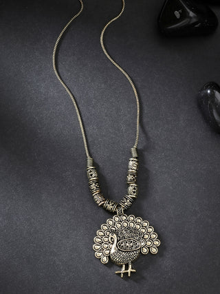 NVR Women's Gold-Plated Peacock Design Pendant with Chain - Distacart