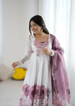 Thumbnail for Joban Fashion Onion Pink Kurta Set Organza Sequin Embroidery Work - Distacart