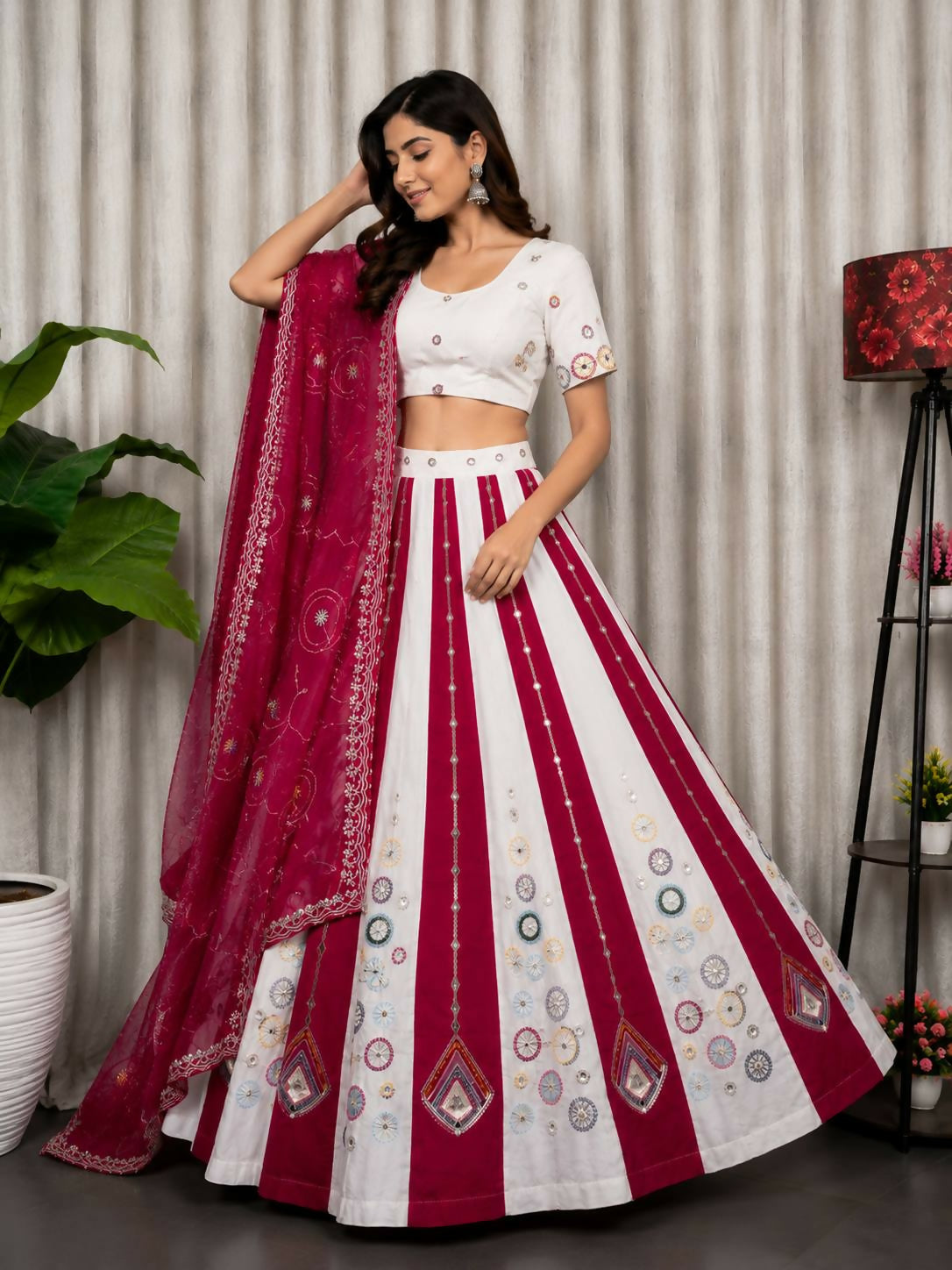 Lehenga Mart White Designer Navratri Lehenga Choli for Women - Dista