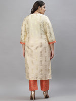 Thumbnail for Sztori Plus Size Floral Printed Foil Work Straight Kurta With Trousers - Distacart