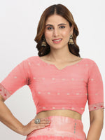 Thumbnail for Astita Linen Cotton Peach Saree