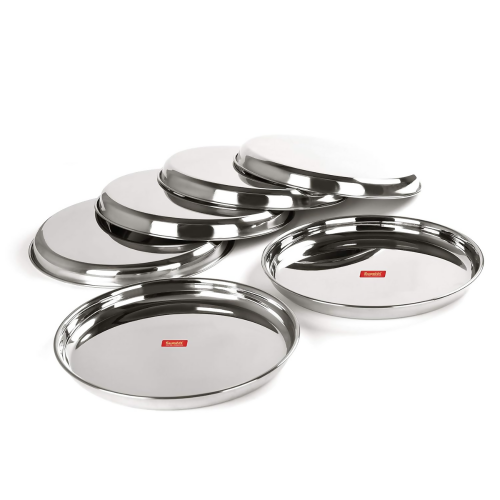 Sumeet Stainless Steel Dinner Plates - Dista