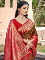 Thumbnail for Shree Shyam Fashion Mehndi Pochampally Silk Saree - Distacart