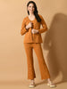 Myshka Women's Mustard Solid Coat With Trousers - Distacart
