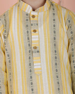 Thumbnail for Joban Fashion Kids Island Cotton Full Sleeves Striped Kurta and Pyjama- Yellow - Distacart