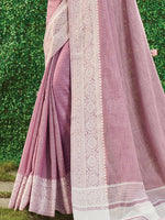 Thumbnail for Astita Onion Pink Linen Saree