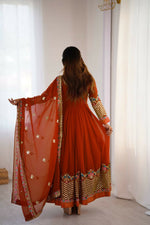 Thumbnail for Teeya Creation Fenta Color Heavy Georgette Wedding Wear Embroidery Work Long Gown