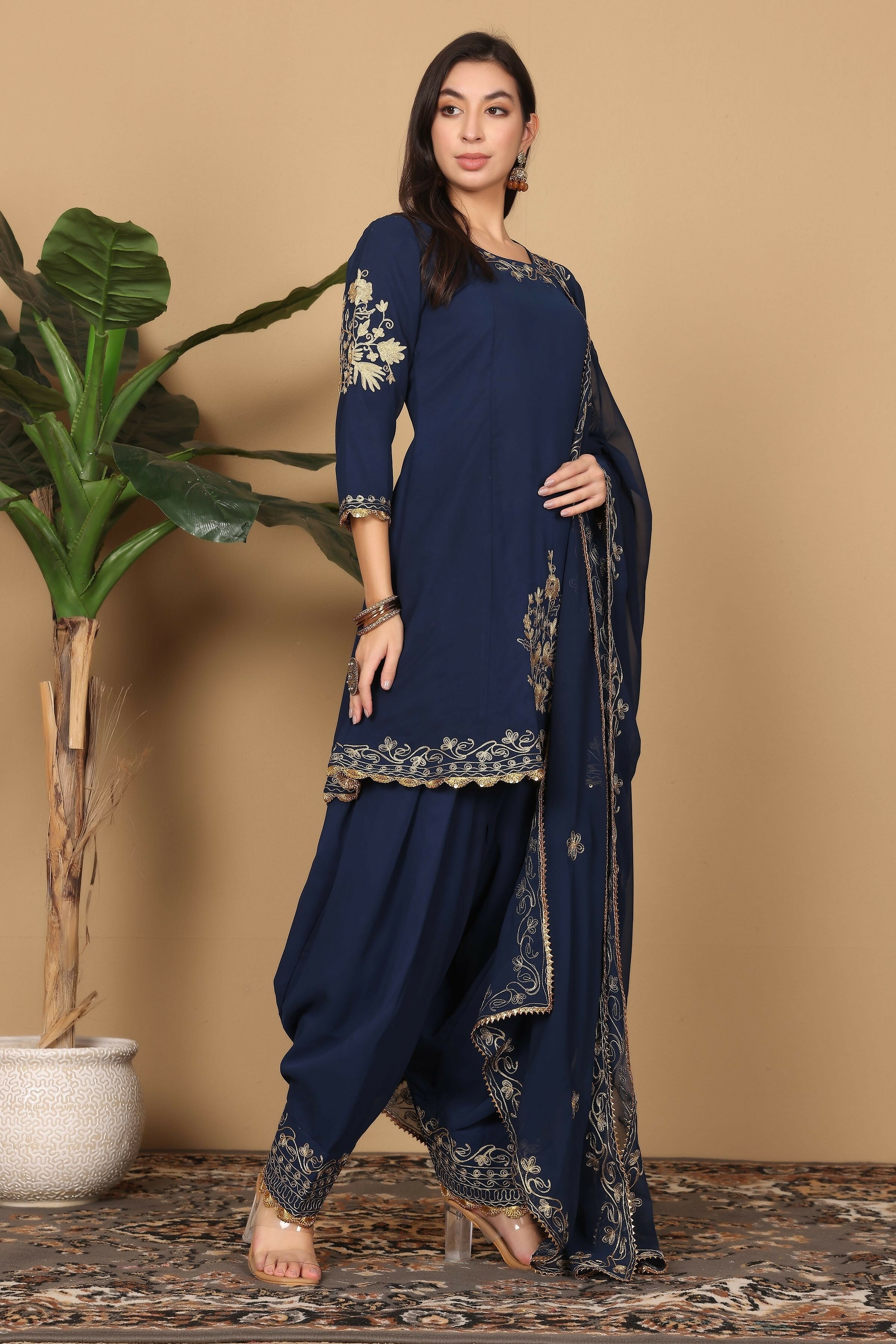 Joban Fashion Navy Blue Georgette Kurta Set