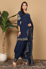 Thumbnail for Joban Fashion Navy Blue Georgette Kurta Set