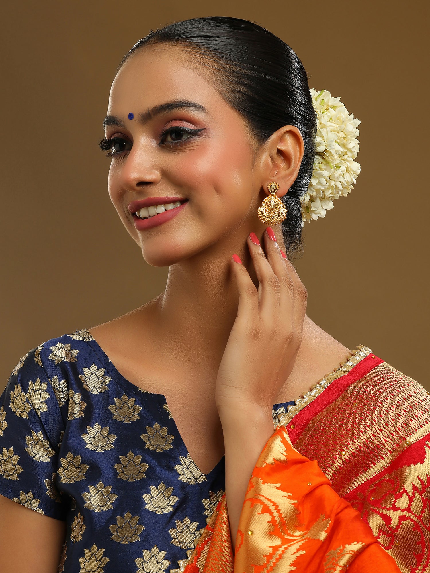 Ruby Raang Traditional Gold Earrings