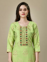 Thumbnail for Jyoti Fashion Women's Light Green Rayon Embroidered Kurta Pant Set - Distacart