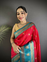 Thumbnail for Joban Fashion Hot Pink Banarasi Soft Silk Woven Butti Saree