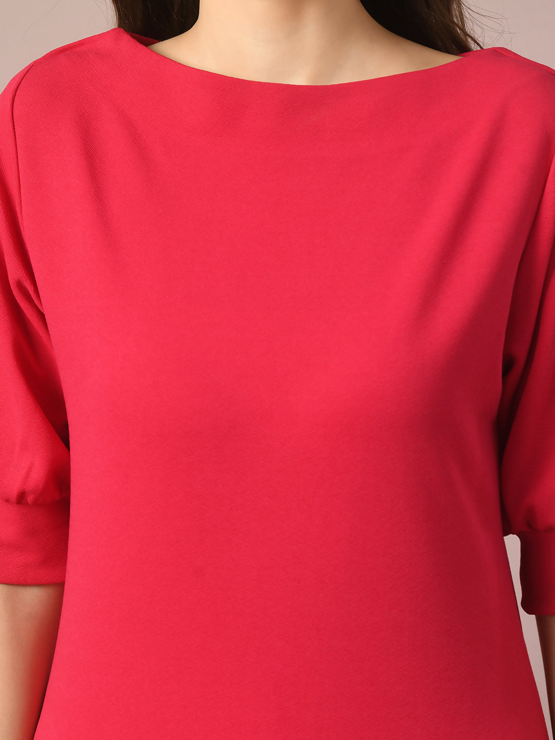 Myshka Women's Pink Solid Boat Neck Party Top - Distacart