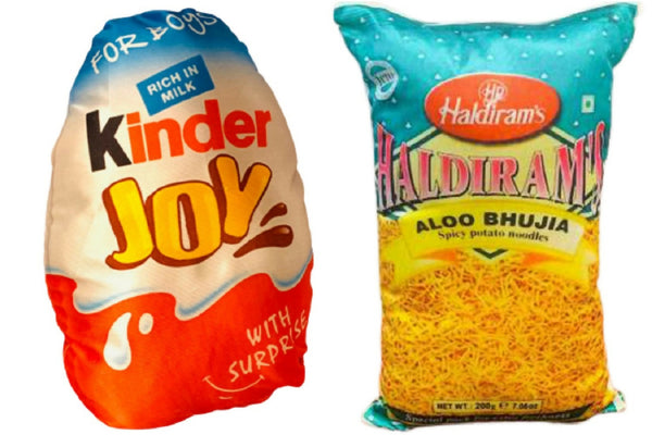 Unique Fashion Pack of 2 Microfibre Filled Reversible Cushion For Kids - Kinder Joy And Haldiram - Distacart