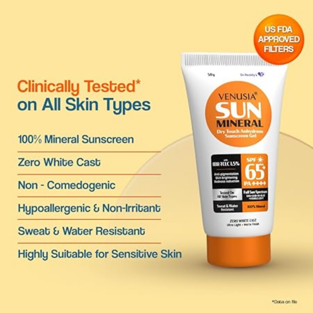 Dr. Reddy's Venusia Sun Mineral Sunscreen Gel SPF 65+ PA++++ - Distacart