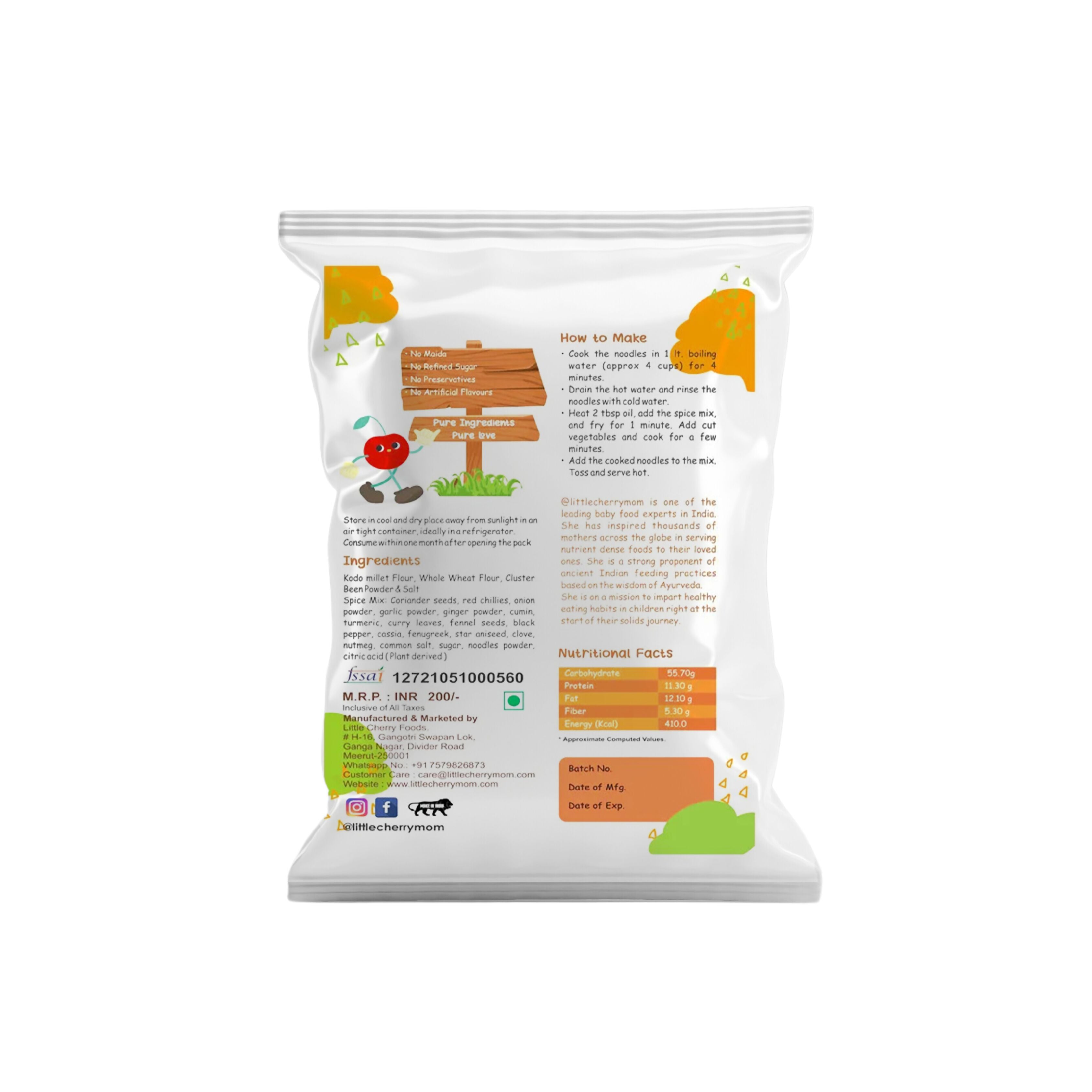 Littlecherrymom Kodo Millet Instant Noodles - Distacart