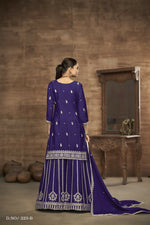 Thumbnail for Anaita Blue Chinon Silk Embroidered Stitched Sharara Suit - Distacart