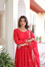 Thumbnail for Joban Fashion Red Readymade Kurta Set With Sequence embroidery Work