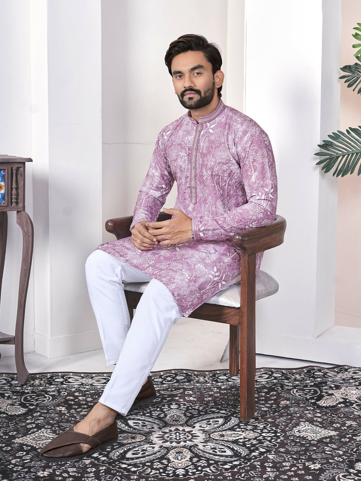 Anaita Purple Digital Printed Work Cotton Straight Kurta - Distacart