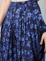 Thumbnail for Ahalyaa Women Navy Blue Rayon Floral Empire Kurti with Dhoti Pants - Distacart