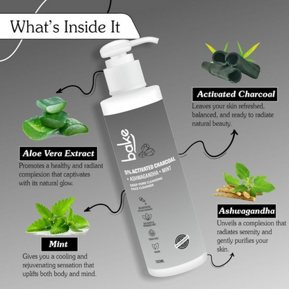 Bake 5% Activated Charcoal Face Cleanser - Distacart