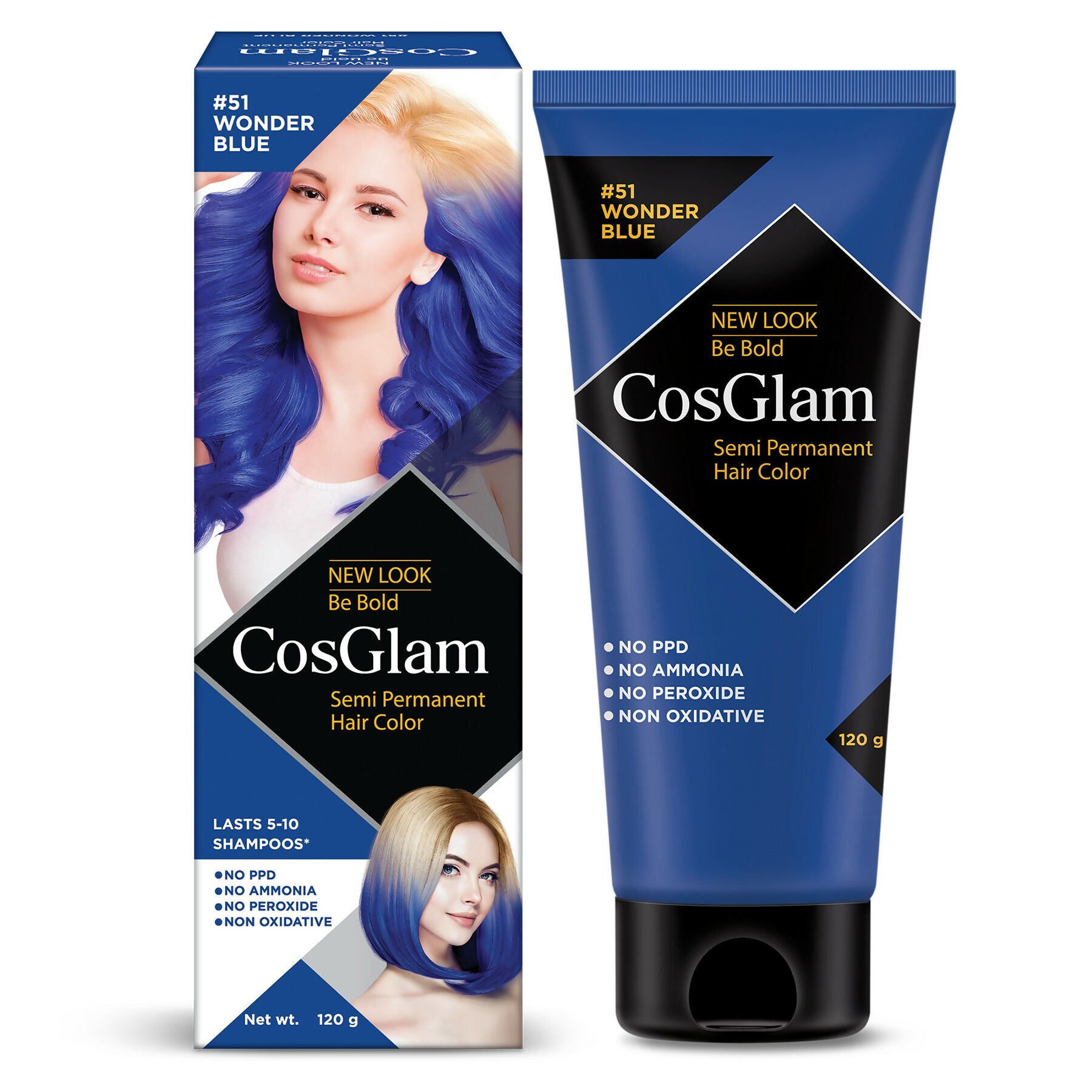 Cosglam Semi Permanent Hair Color for Women & Men (#51 Wonder Blue) - Distacart