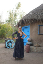 Thumbnail for Aastha Fashion Women's Black Faux Georgette Bandhani Print work with kutchi patchework Gown - Distacart