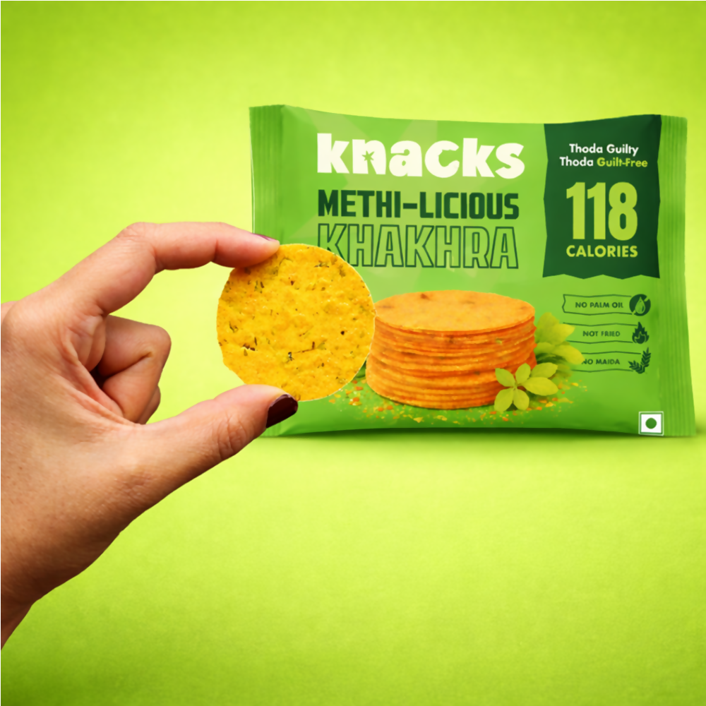 Knacks Coin Khakhra Crisps - Methi-Licious Flavour - Dista