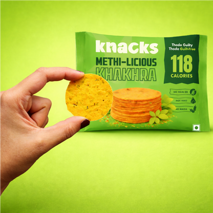 Knacks Coin Khakhra Crisps - Methi-Licious Flavour - Dista