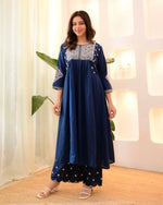 Thumbnail for The52 Women's Beautiful Viscose Rayon Fabric Thread Work Flared Kurta Pant Set - Distacart
