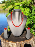 Thumbnail for Inhanns Crystal Bloom – Single Line Necklace + Studs - Red - Distacart