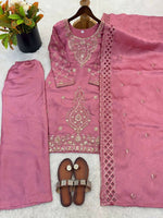 Thumbnail for Teeya Creation Pink Color Gimmychu Silk Embroidery Work Wedding Wear Salwar Suit - Distacart